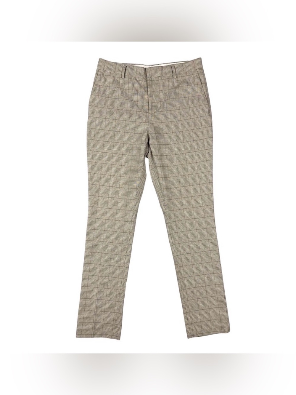H&M Skinny Fit Dress Pants Mens Size 32R Tan Glen Plaid Checkered Trousers‎